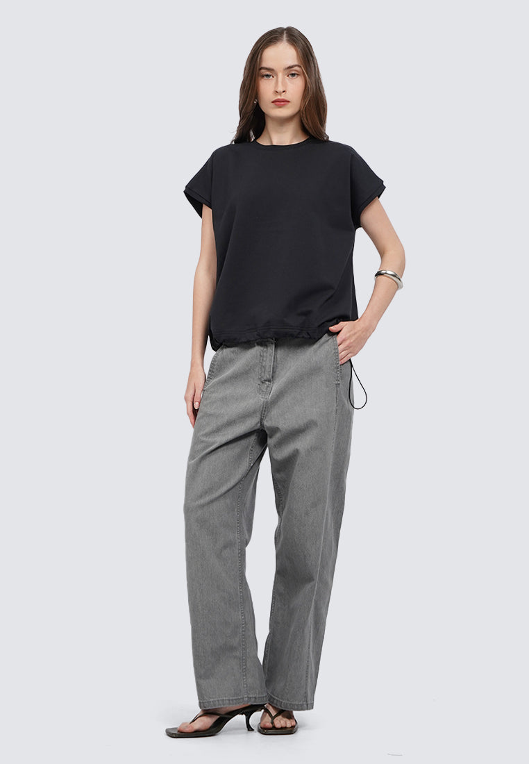 Short Sleeve Drawstring Top