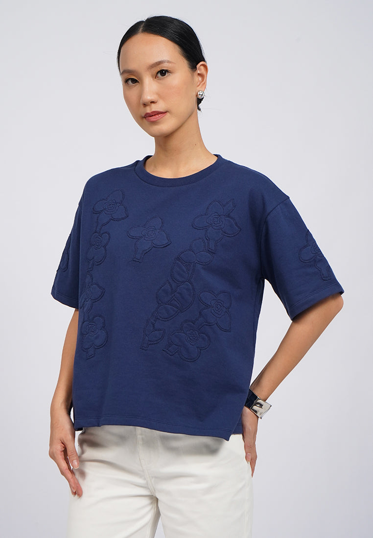 Round Neck Top with Patch Details