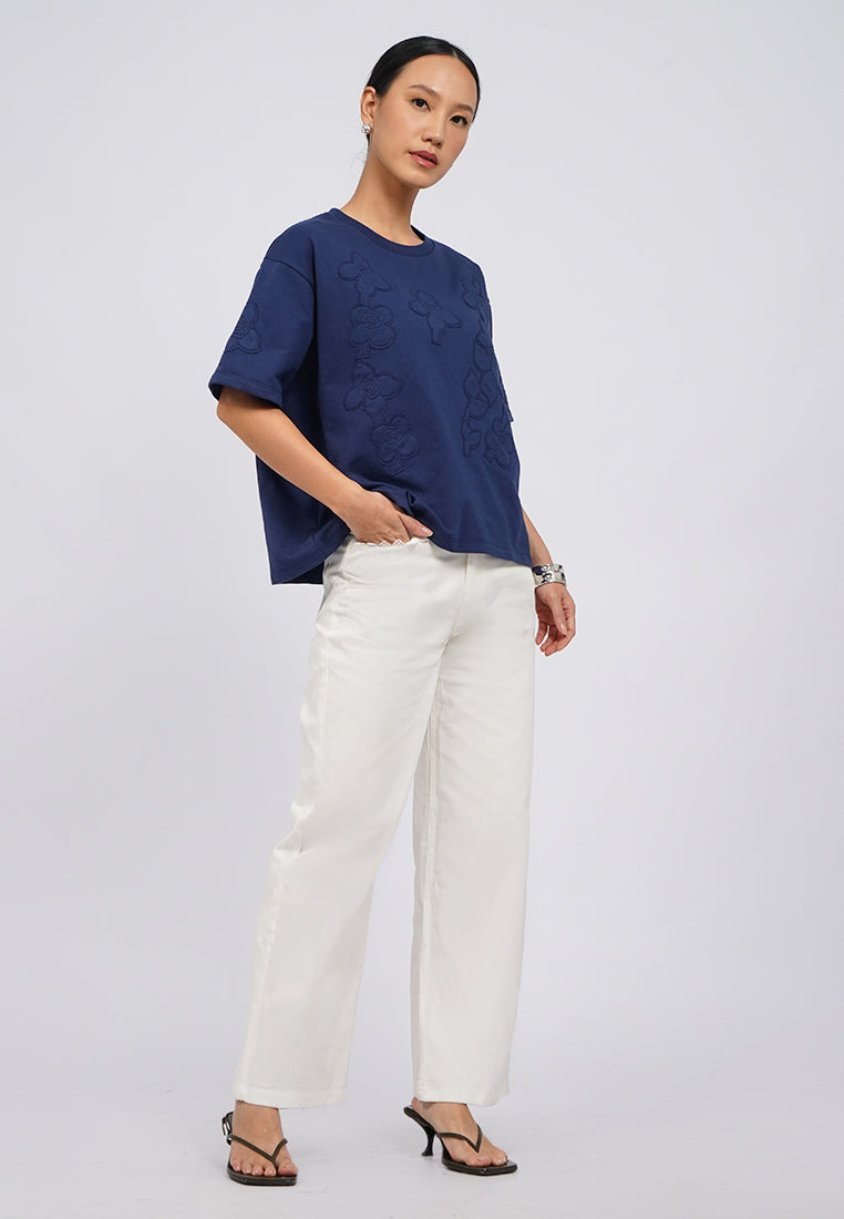 Round Neck Top with Patch Details