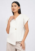 V-Neck Short Sleeve Wrap Blouse