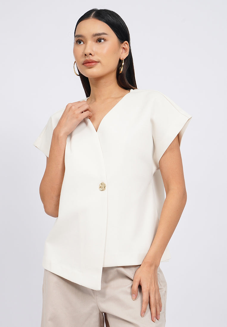 V-Neck Short Sleeve Wrap Blouse