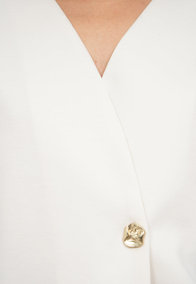 V-Neck Short Sleeve Wrap Blouse