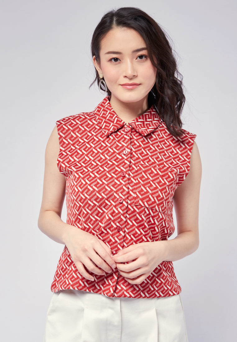 Printed Sleeveless Blouse