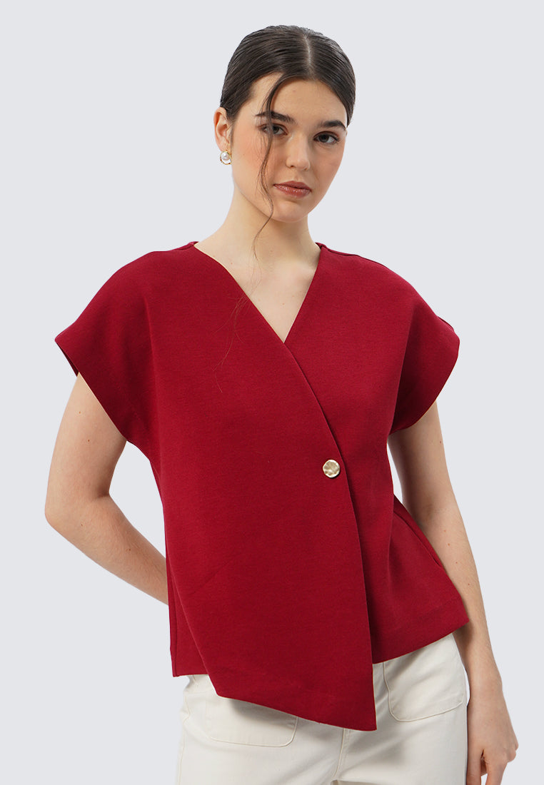V-neck Short Sleeve Blouse