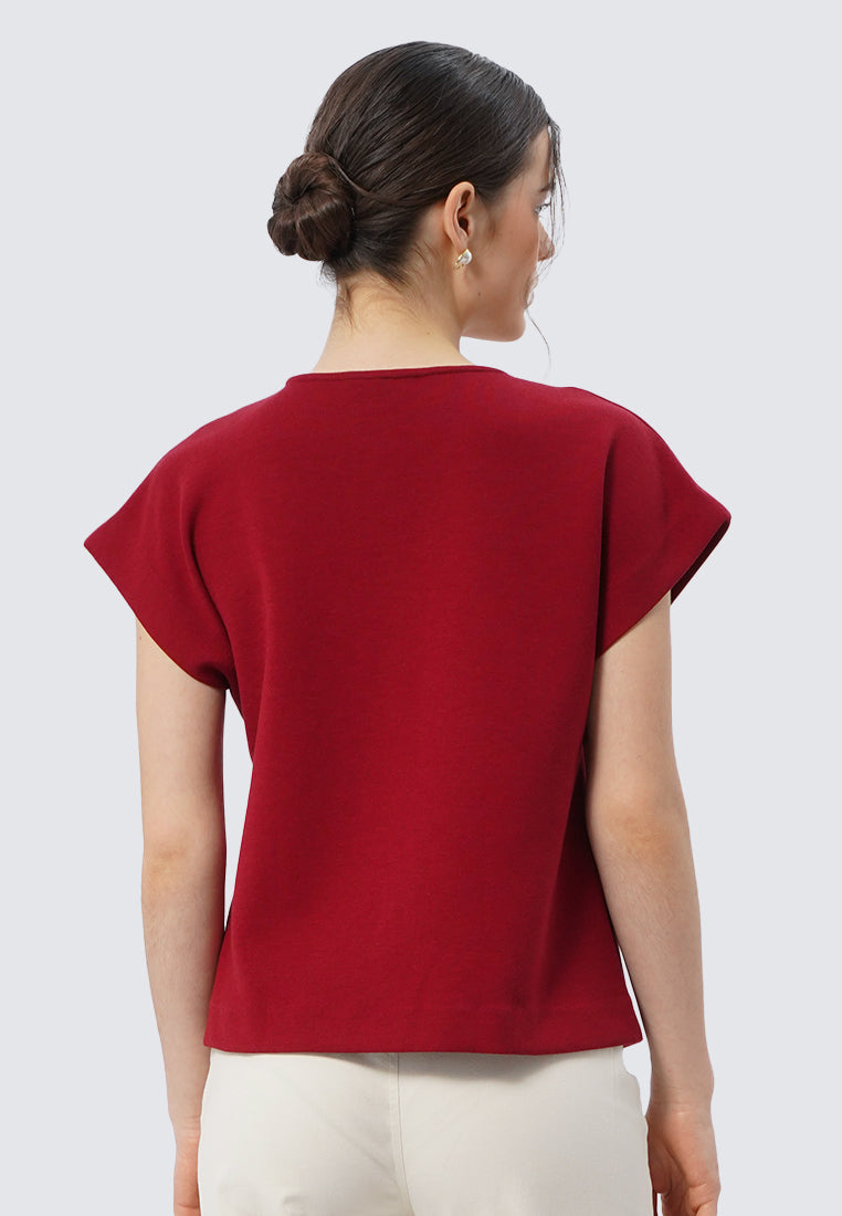 V-neck Short Sleeve Blouse