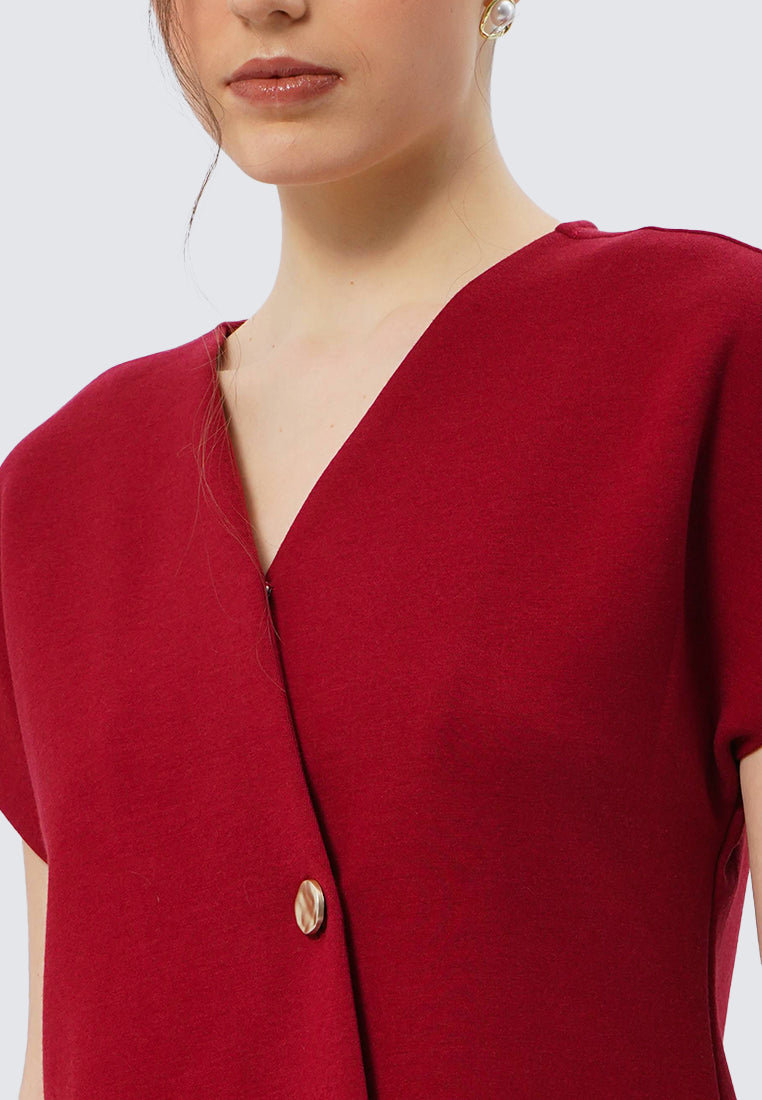 V-neck Short Sleeve Blouse