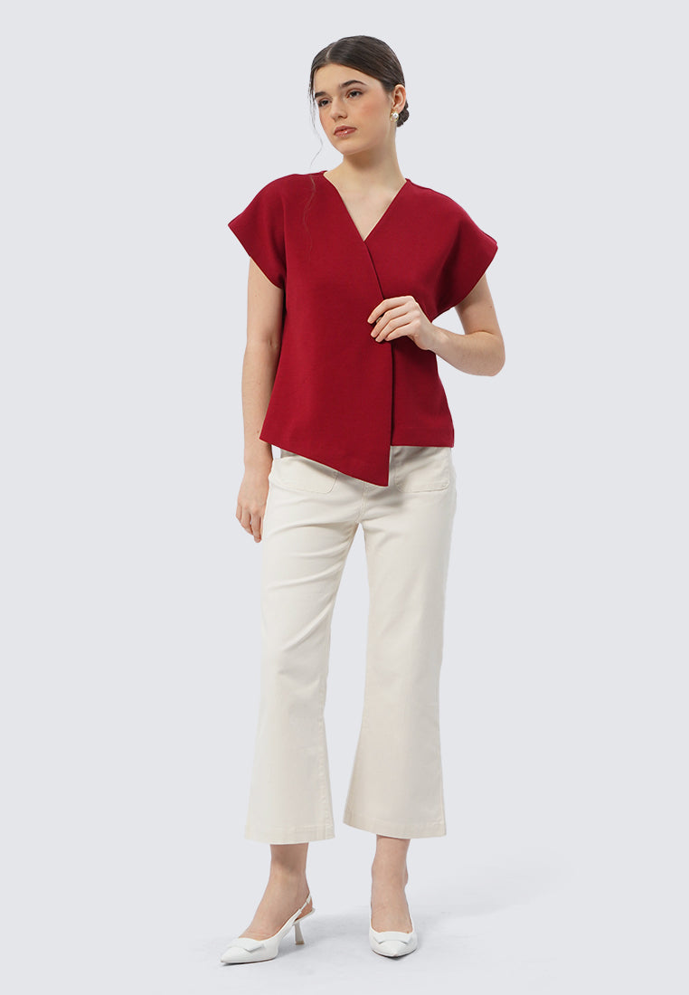 V-neck Short Sleeve Blouse