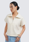 Front Zip Short Sleeve Top