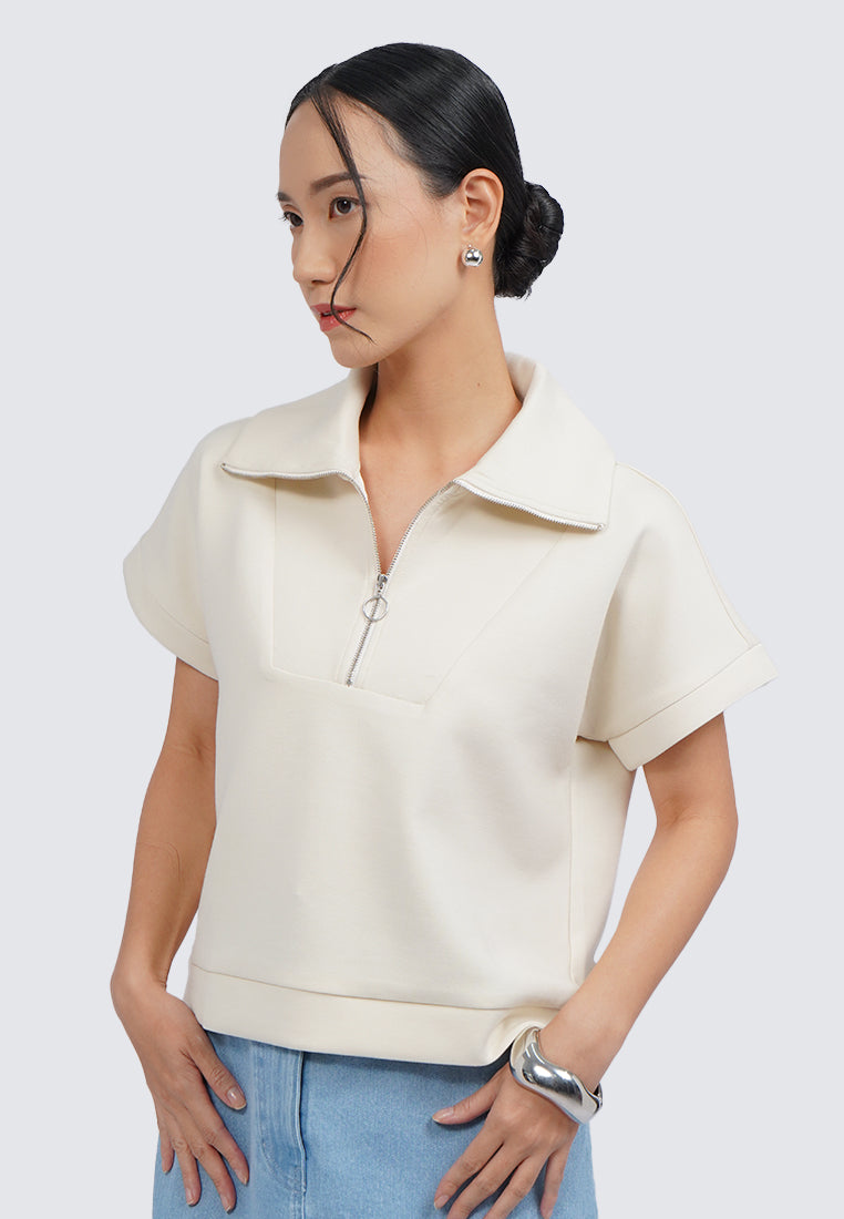 Front Zip Short Sleeve Top