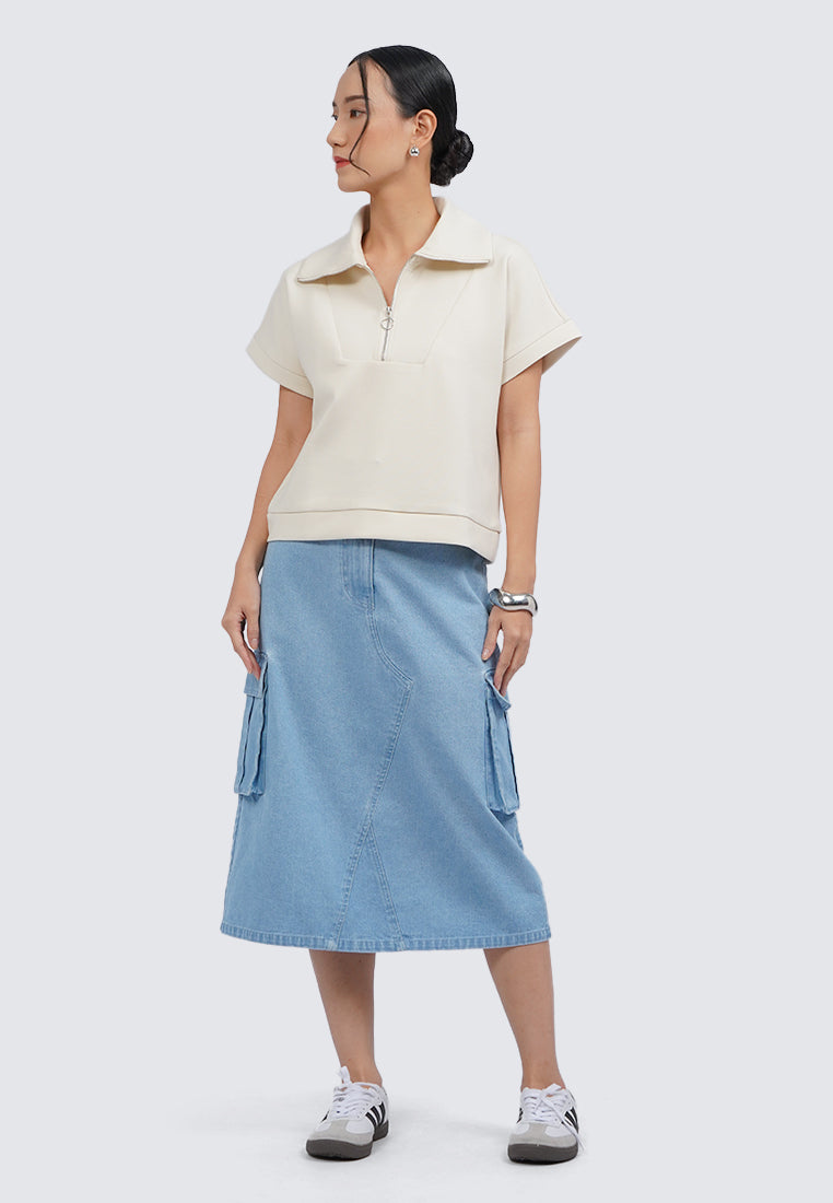Front Zip Short Sleeve Top