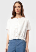 Short Sleeve Blouse with Ruffle Details