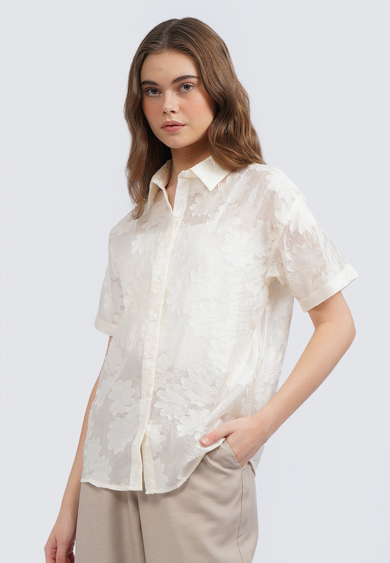 Short Sleeve Embroidered Blouse