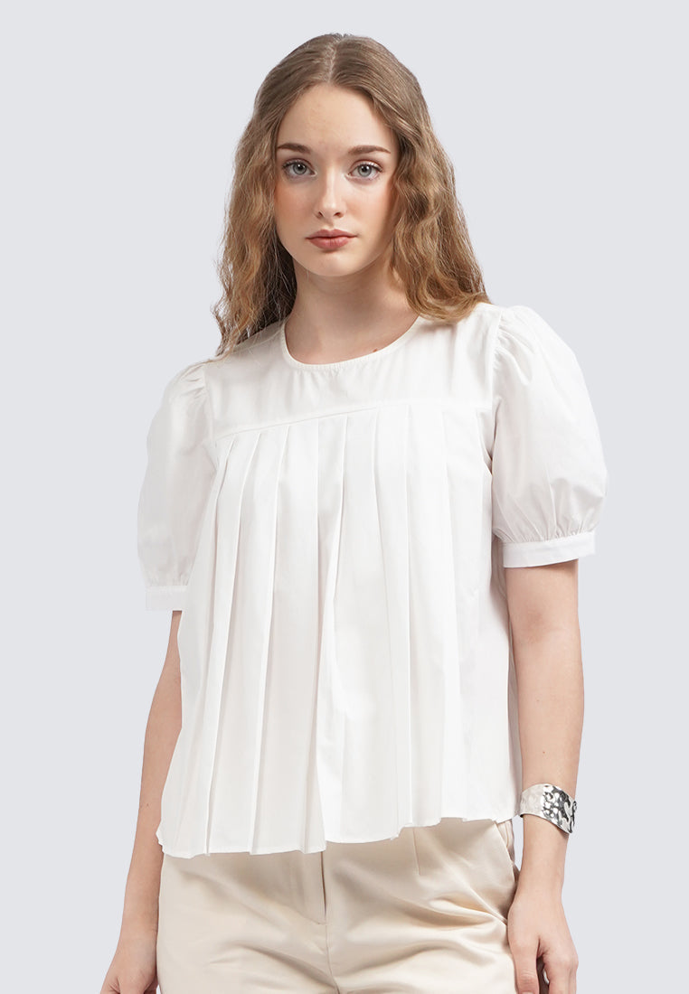 Short Sleeve Pleated Blouse
