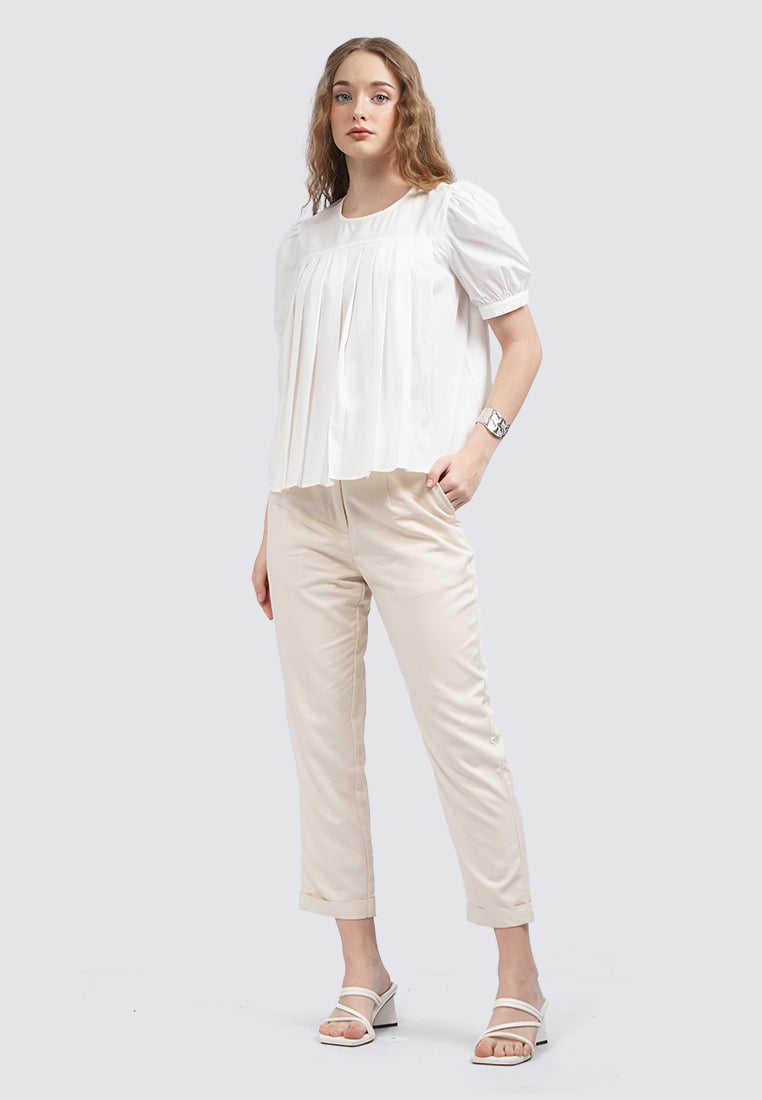 Short Sleeve Pleated Blouse