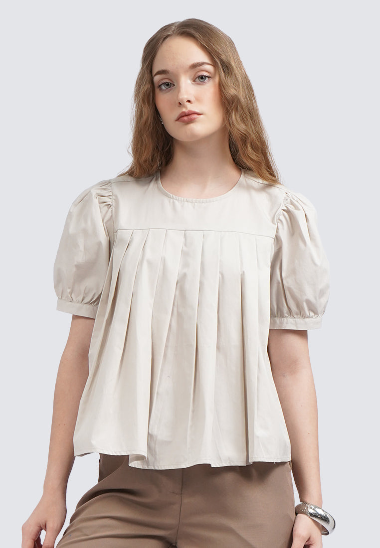 Short Sleeve Pleated Blouse