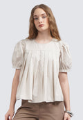 Short Sleeve Pleated Blouse