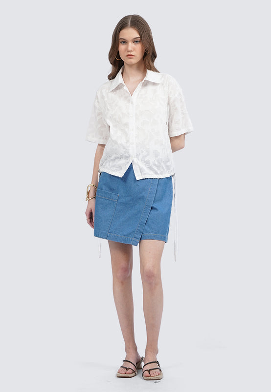 Loose Blouse with Drawstring Hem
