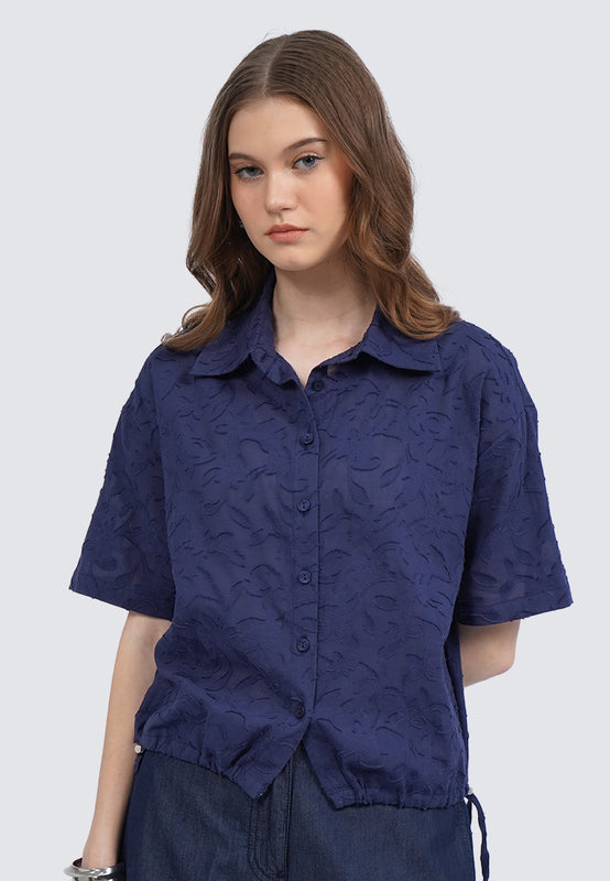 Loose Blouse with Drawstring Hem