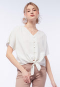 Front Knot Short Sleeve Blouse