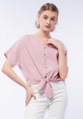 Front Knot Short Sleeve Blouse