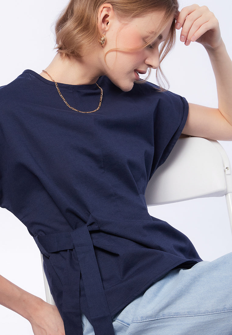 Tied Wrap Short Sleeve Blouse