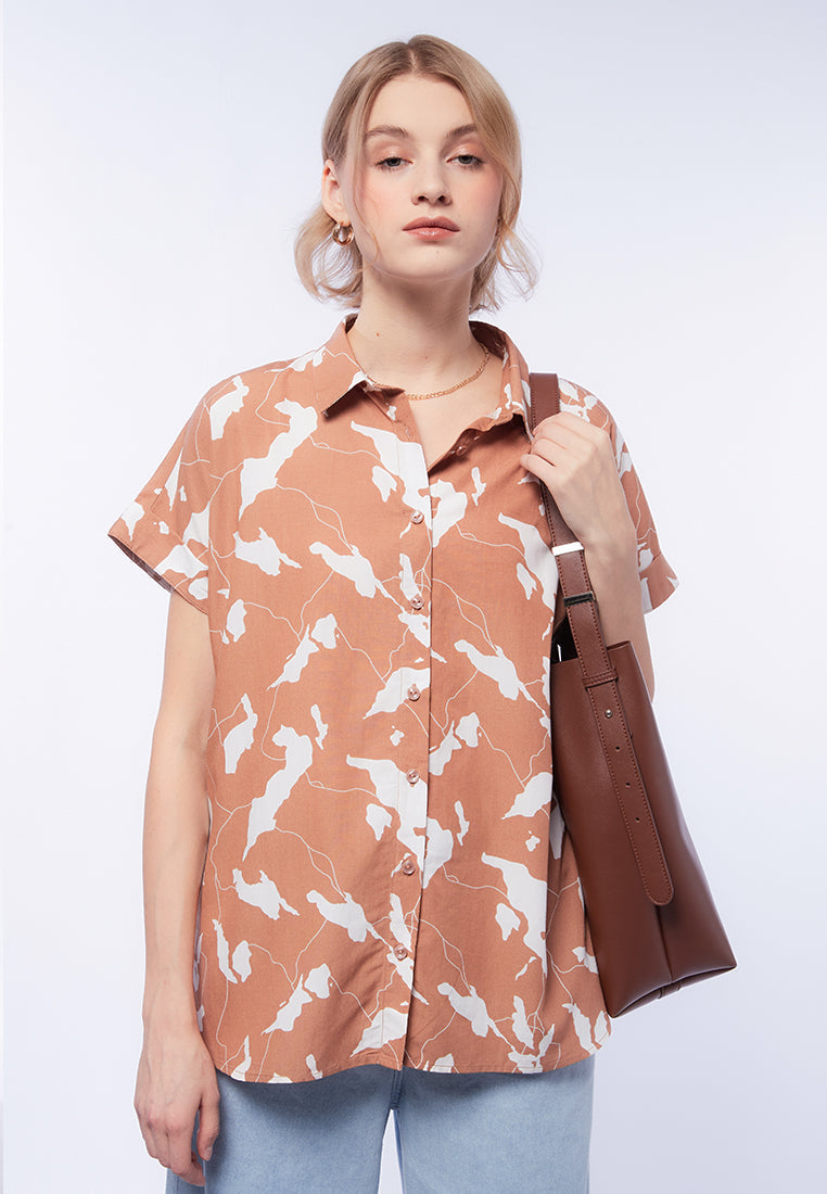 Printed Boxy Short Sleeve Blouse