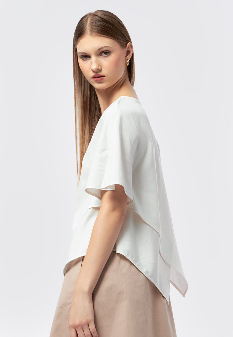 Asymmetric Short Sleeve Blouse