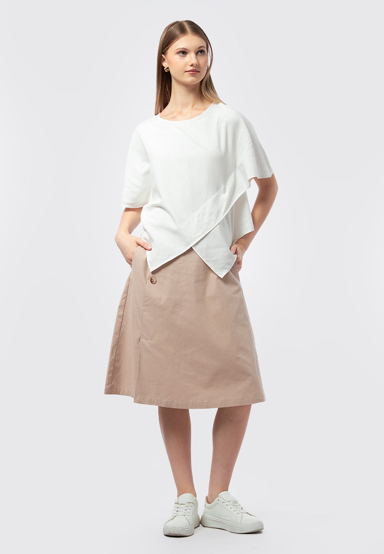 Asymmetric Short Sleeve Blouse
