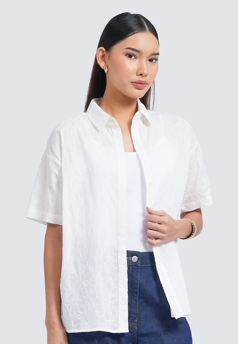 Embroidered Short Sleeve Blouse