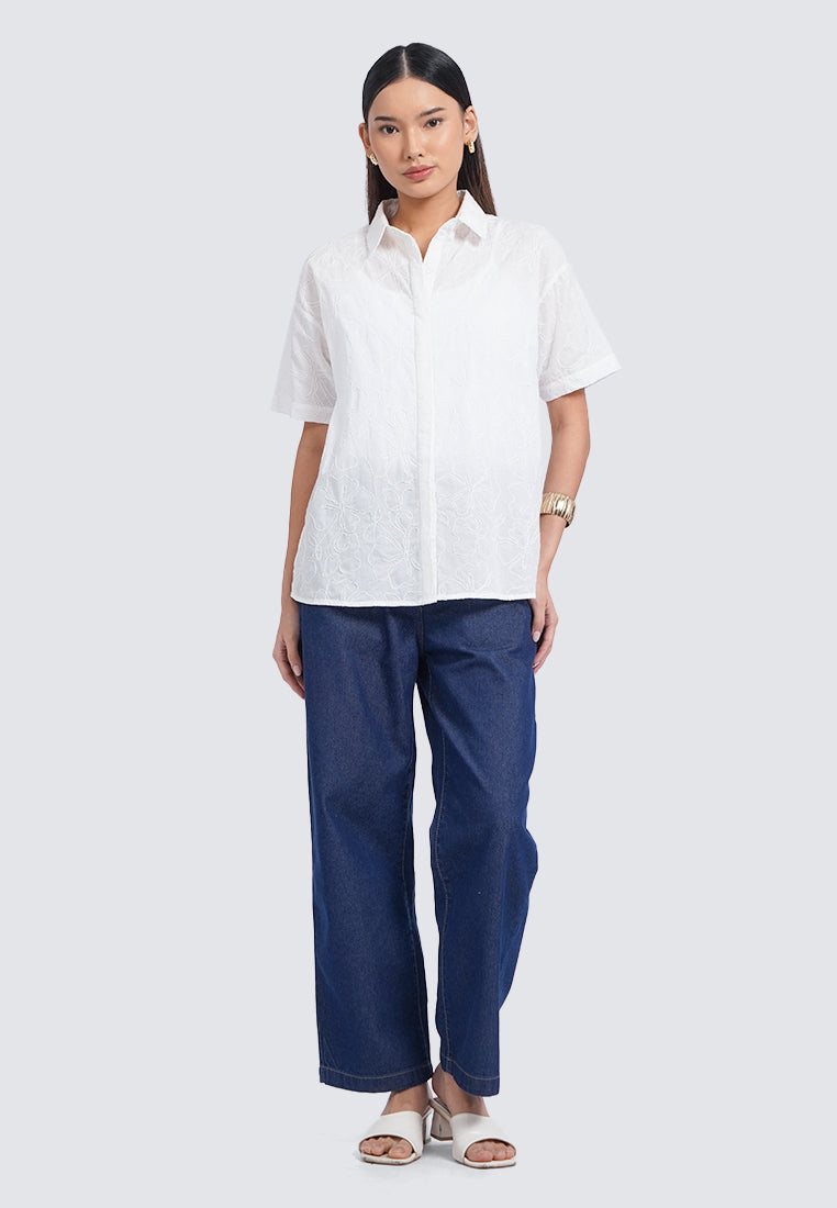 Embroidered Short Sleeve Blouse