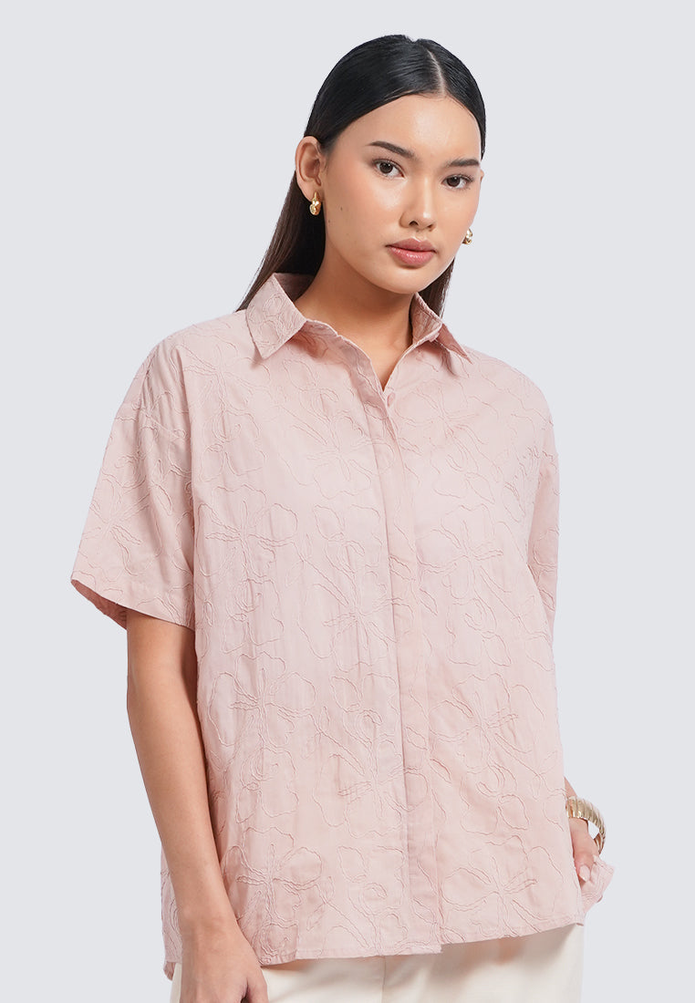 Embroidered Short Sleeve Blouse