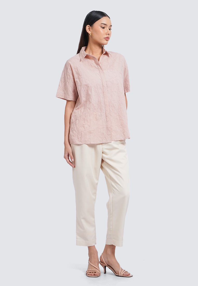 Embroidered Short Sleeve Blouse