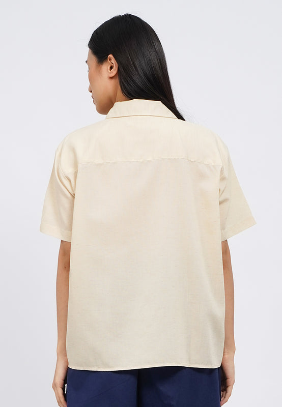 Oversized Short Sleeve Collared Blouse