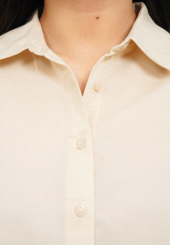 Oversized Short Sleeve Collared Blouse