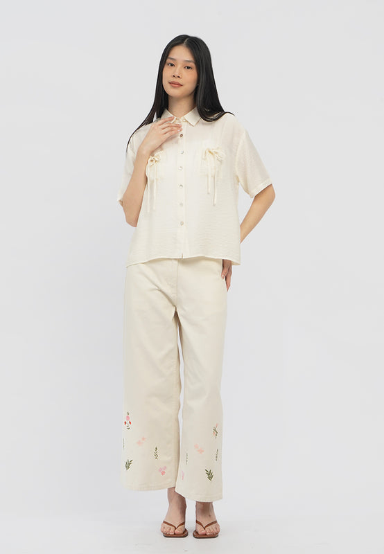 Double Pocket Short Sleeve Blouse