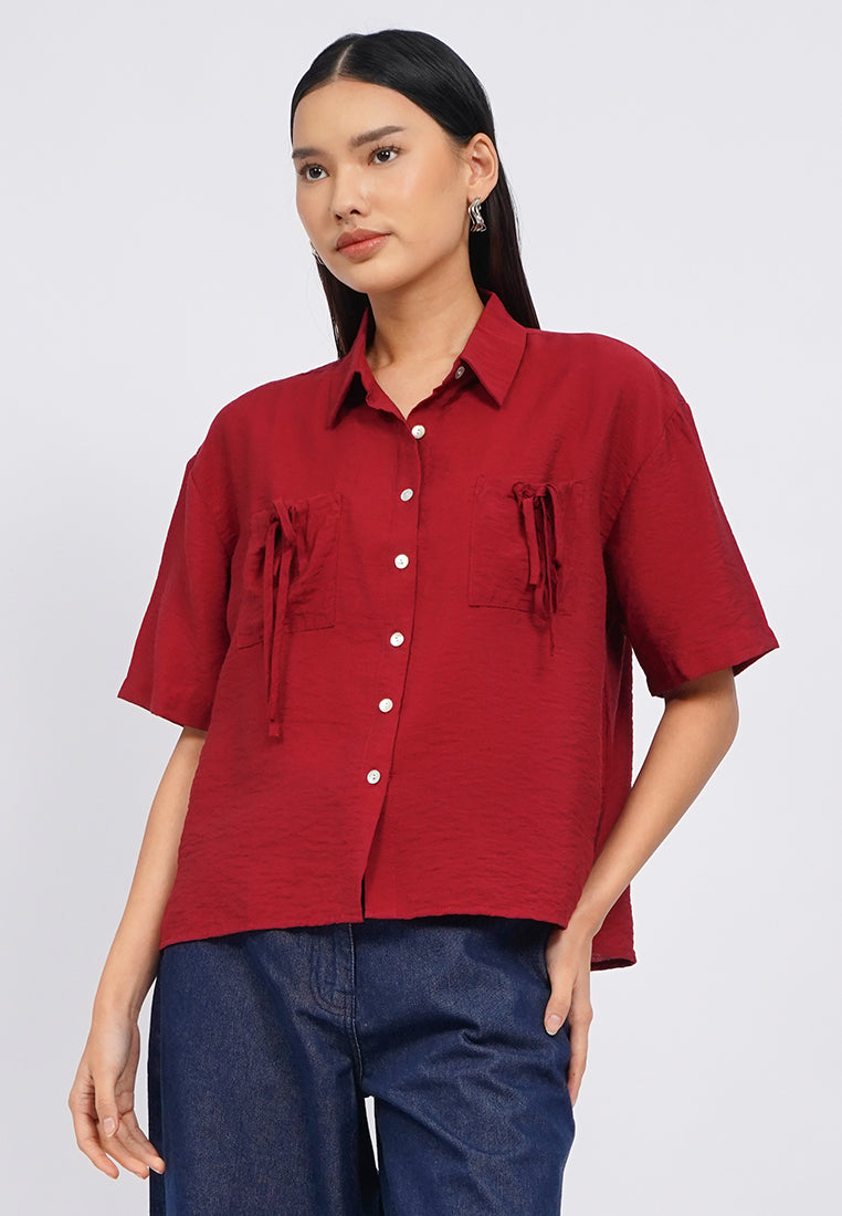 Short Sleeve Blouse with Pocket