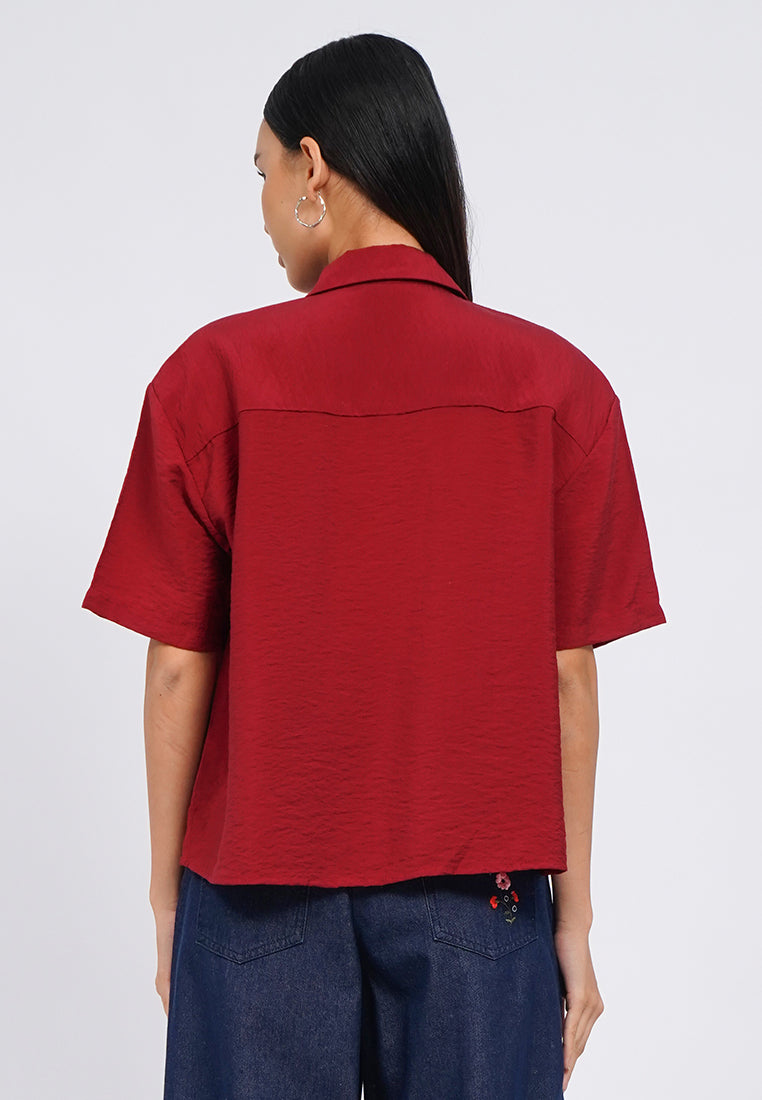 Short Sleeve Blouse with Pocket