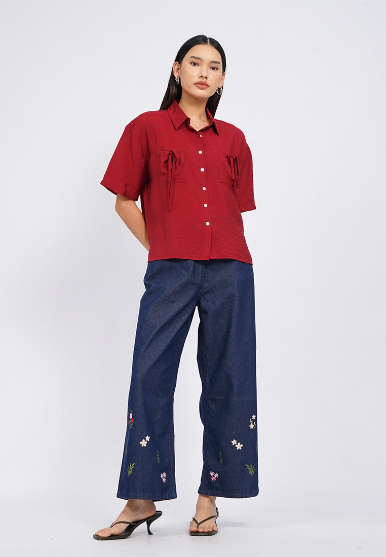 Short Sleeve Blouse with Pocket