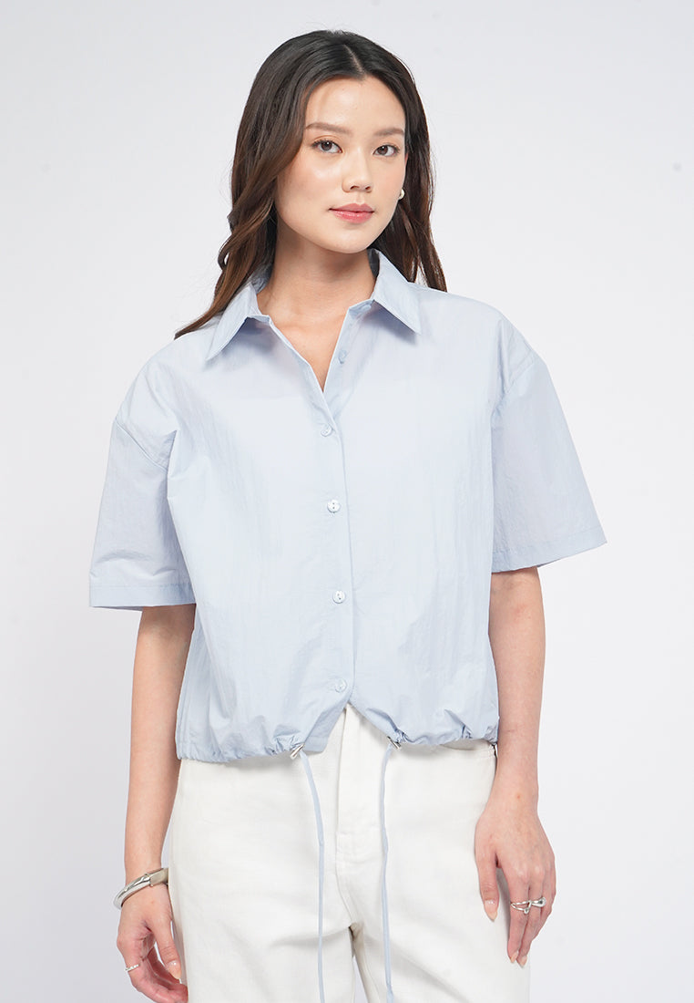 Adjustable Hem Short Sleeve Blouse