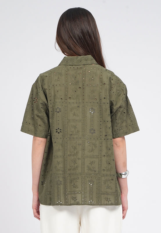 Short Sleeve Embroidery Blouse