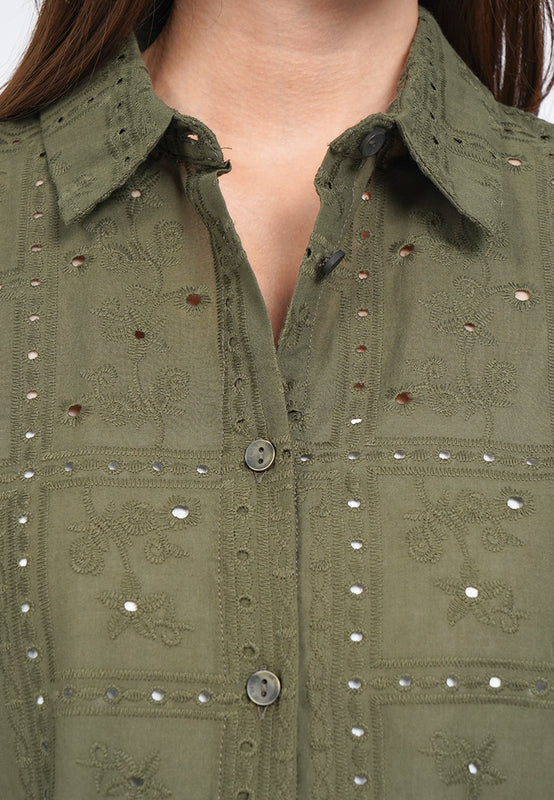 Short Sleeve Embroidery Blouse
