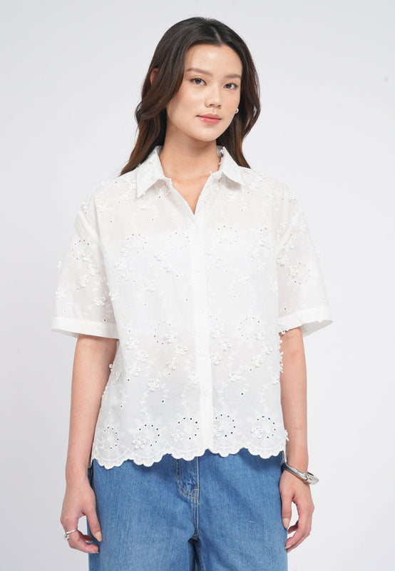 Short Sleeve Textured Blouse