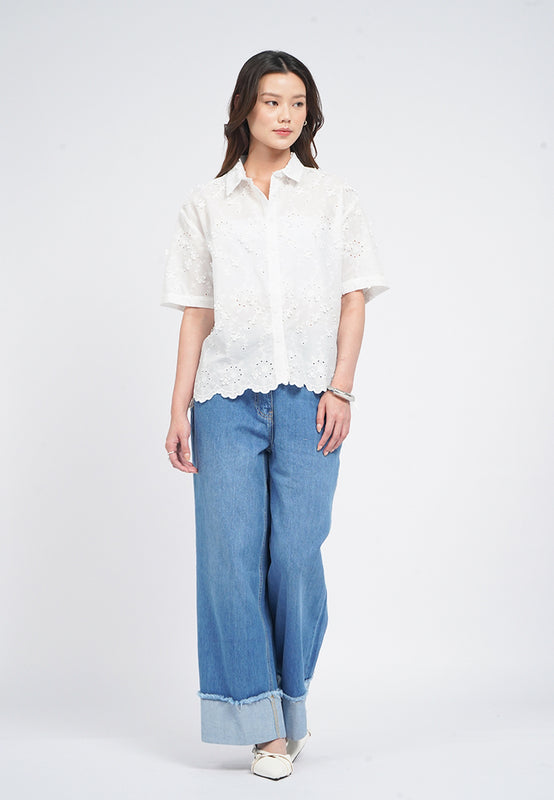 Short Sleeve Textured Blouse