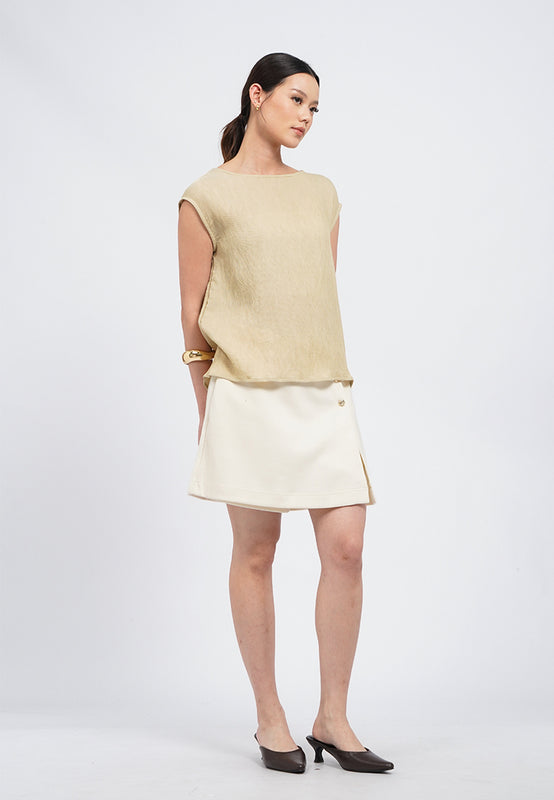 Boat Neck Cap Sleeve Blouse