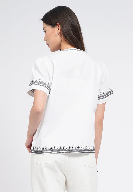 Round Neck Embroidery Blouse