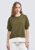 Short Sleeve Top with Layered Hem