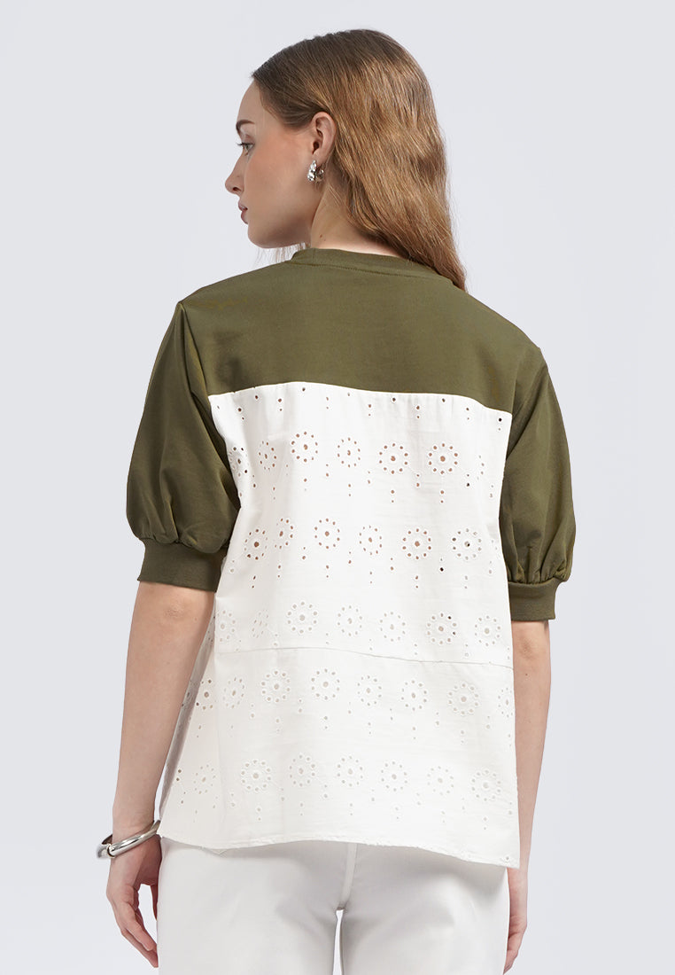 Short Sleeve Top with Layered Hem