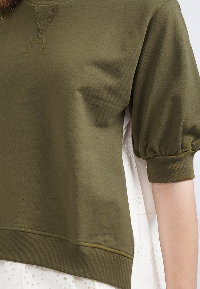 Short Sleeve Top with Layered Hem