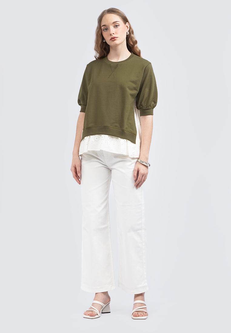 Short Sleeve Top with Layered Hem