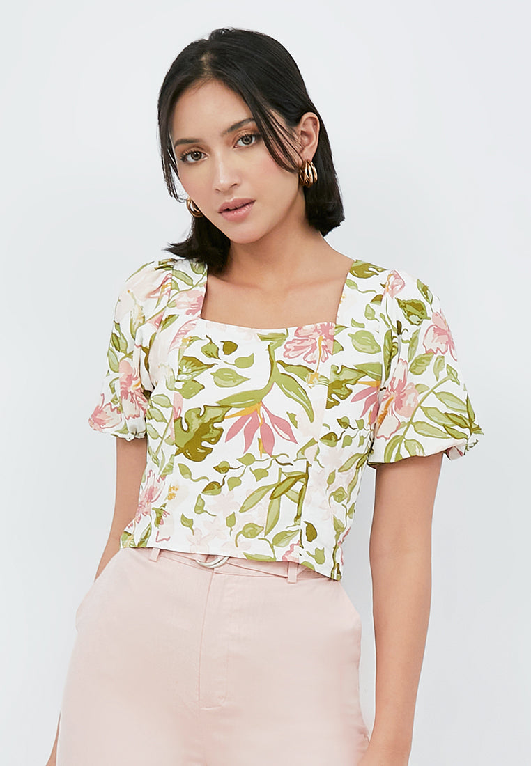 Printed Square Neck Blouse